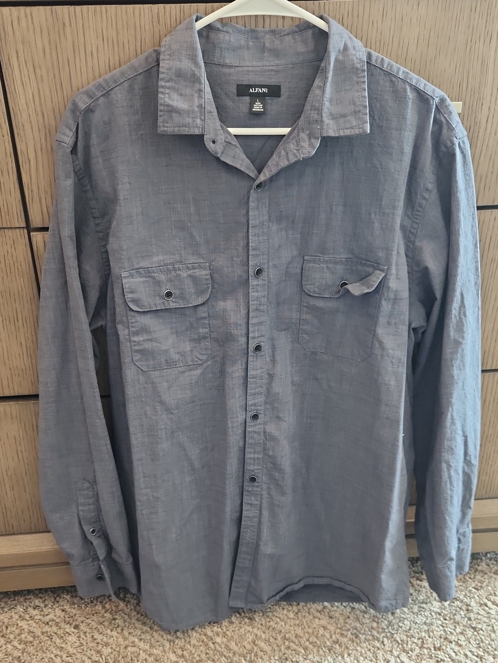 Alfani Men’s Button-Up Workshirt in Slate Gray